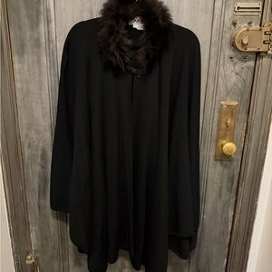 Carlisle Black Cape with Luxurious Fur Trim